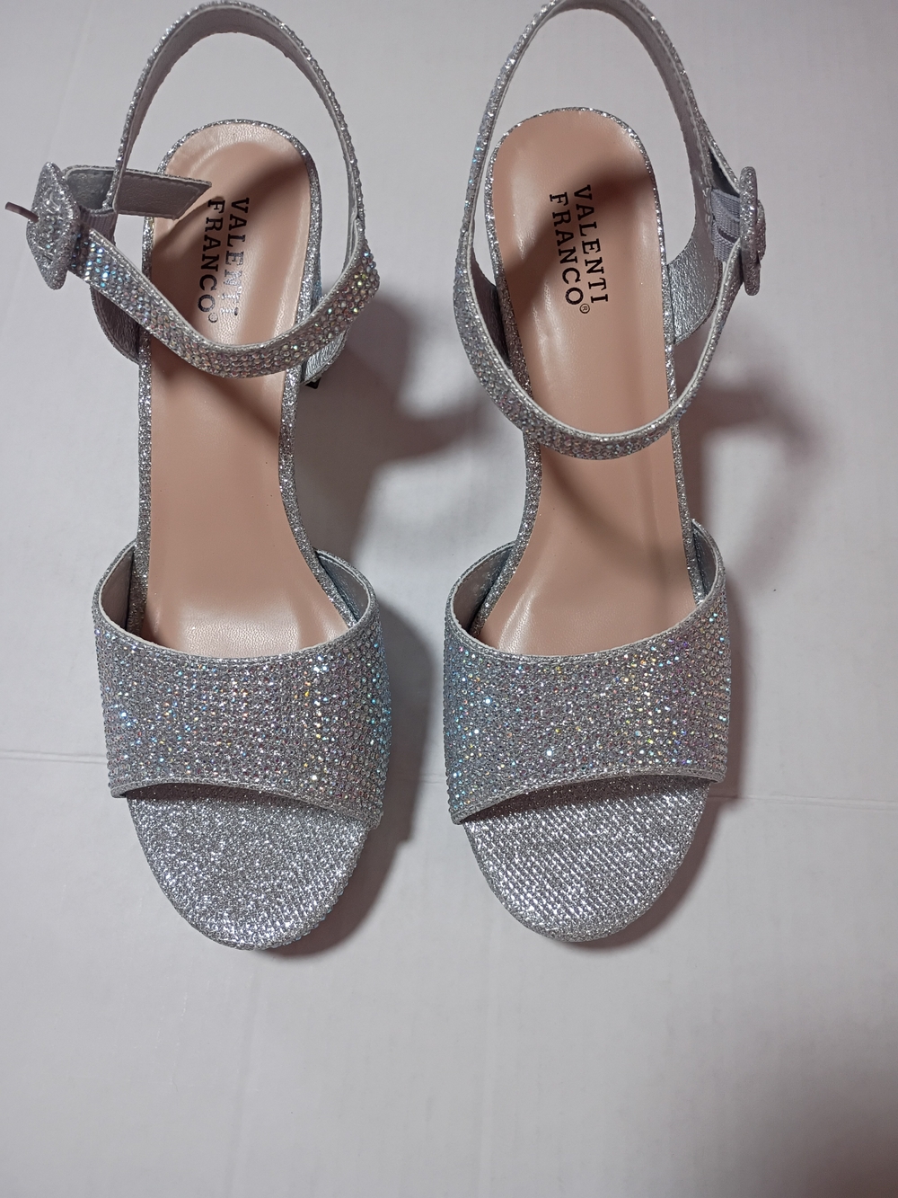 Valenti Franco Silver Glitter Slingback Sandals Size 10